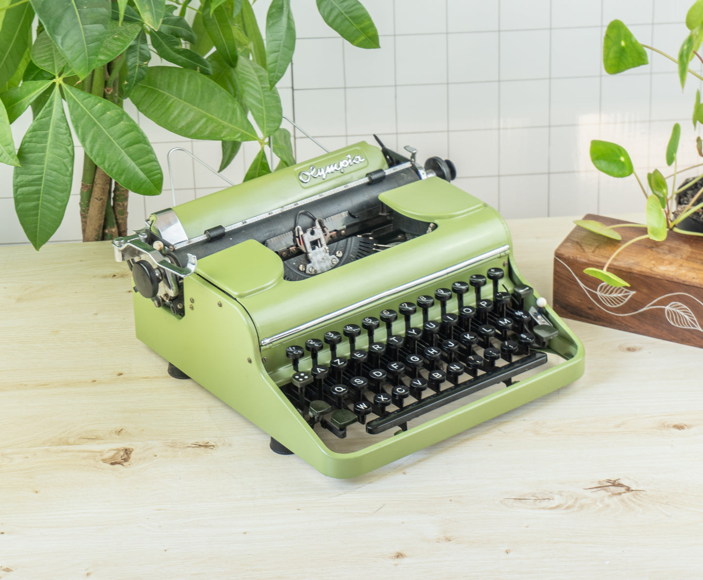Olive green Olympia typewriter